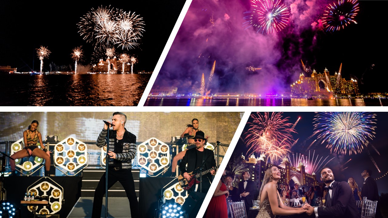 Spektakuläre Neujahrsfeier im Atlantis, The Palm: Galadinner, Robbie Williams Gastauftritt und ein möglicher Weltrekord mit Moët & Chandon